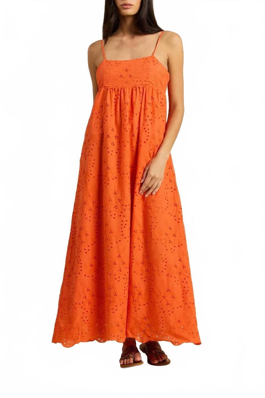 NEW TROVATA mirela maxi dress in vermillion eyelet
